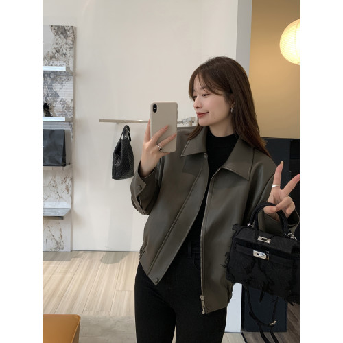 黑色翻領pu皮衣外套女2025秋季新款寬松機車服拉鍊短款夾克上衣女 黑色翻領pu皮衣外套女2025秋季新款寬松機車服拉鍊短款夾克上衣女