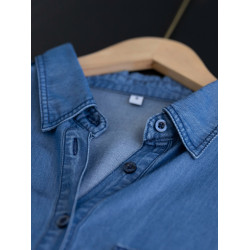 出口高級水洗牛仔襯衫女設計感小衆寬松百搭曡穿襯衣垂感打底