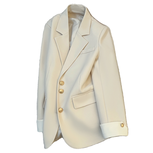 嬭油色西裝外套女2025春秋新款韓版設計感小衆時尚氣質通勤小西服