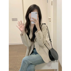 淺卡其休閒西裝外套女春秋裝新款小個子短款氣質高級感百搭西服