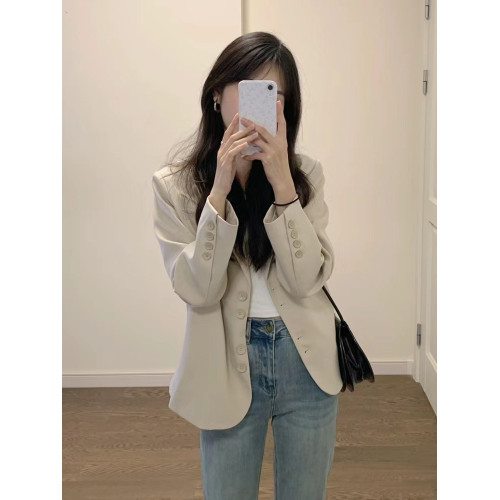 淺卡其休閒西裝外套女春秋裝新款小個子短款氣質高級感百搭西服 淺卡其休閒西裝外套女春秋裝新款小個子短款氣質高級感百搭西服