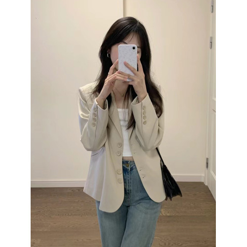 淺卡其休閒西裝外套女春秋裝新款小個子短款氣質高級感百搭西服 淺卡其休閒西裝外套女春秋裝新款小個子短款氣質高級感百搭西服