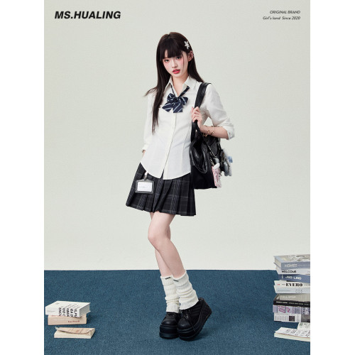 花鈴太太學院風白襯衫jk製服收腰長袖襯衫2025女修身打底早秋上衣