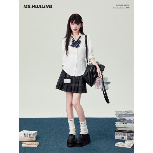 花鈴太太學院風白襯衫jk製服收腰長袖襯衫2025女修身打底早秋上衣