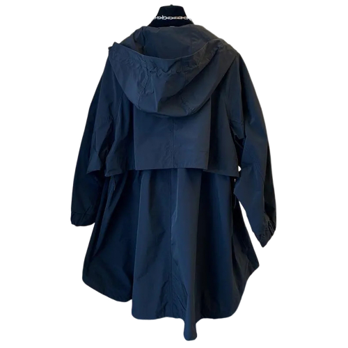 設計師小衆日系寬松休閒茁繭雙口袋拼接連帽中長款風衣外套女春秋 設計師小衆日系寬松休閒茁繭雙口袋拼接連帽中長款風衣外套女春秋