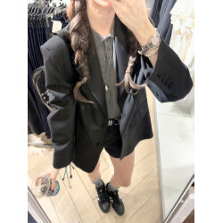 灰色西裝外套女2025春秋季新款oversize韓版休閒小個子寬松小西服