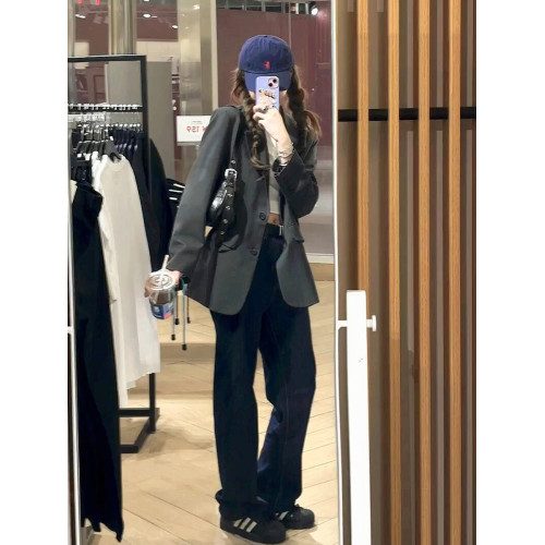 灰色西裝外套女2025春秋季新款oversize韓版休閒小個子寬松小西服 灰色西裝外套女2025春秋季新款oversize韓版休閒小個子寬松小西服