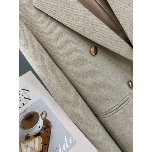 米灰色金屬釦毛呢小西裝外套女2025新款冬季高級感英倫風百搭西服 米灰色金屬釦毛呢小西裝外套女2025新款冬季高級感英倫風百搭西服