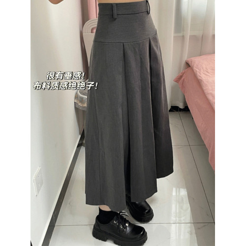 黑色西裝中長款半身裙女秋冬大碼胖mm高腰顯瘦美式a字百褶裙ins潮