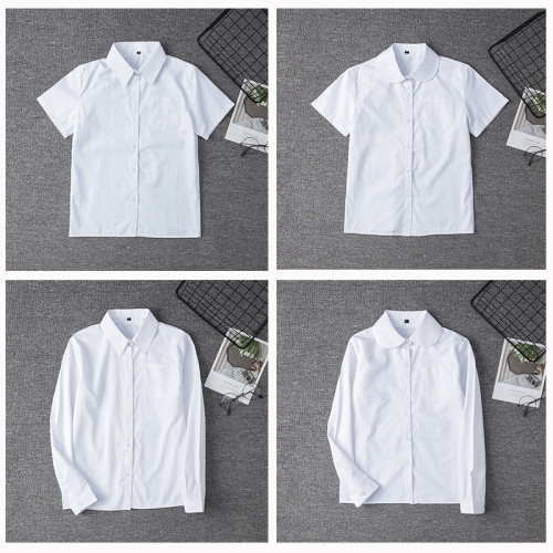 日系jk白襯衫女長短袖純白色上衣春秋基礎款製服內搭寬松新款襯衣