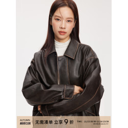 RPB BRAND 秋冬翻領拉鍊機車外套經典百搭短款PU皮夾克皮衣女