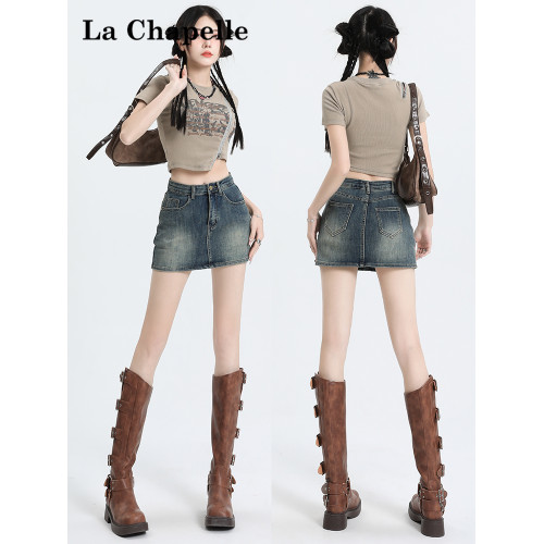 拉夏貝爾復古牛仔半身裙女2025新款夏季高腰a字顯瘦辣妹包臀短裙 拉夏貝爾復古牛仔半身裙女2025新款夏季高腰a字顯瘦辣妹包臀短裙
