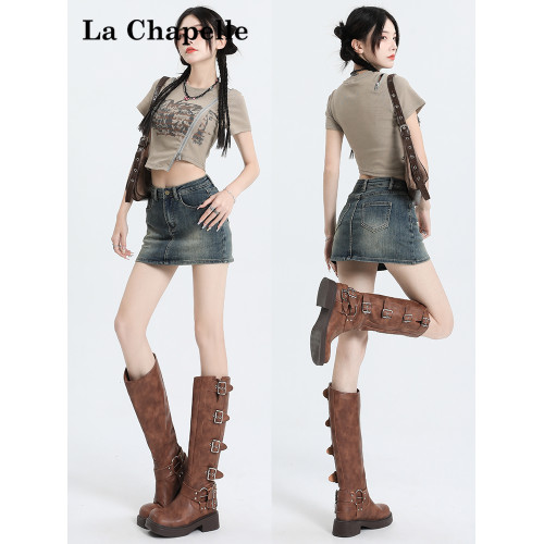 拉夏貝爾復古牛仔半身裙女2025新款夏季高腰a字顯瘦辣妹包臀短裙 拉夏貝爾復古牛仔半身裙女2025新款夏季高腰a字顯瘦辣妹包臀短裙