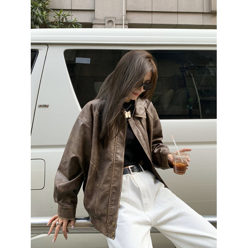 皮衣外套女高級感2025秋冬新款黑色美式復古酷颯風短款夾克小個子 皮衣外套女高級感2025秋冬新款黑色美式復古酷颯風短款夾克小個子