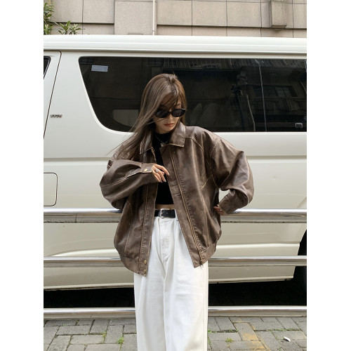 皮衣外套女高級感2025秋冬新款黑色美式復古酷颯風短款夾克小個子 皮衣外套女高級感2025秋冬新款黑色美式復古酷颯風短款夾克小個子