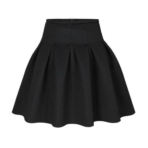 2025秋冬韓版高腰顯瘦打底短裙女半身裙百褶裙黑色太空棉蓬蓬裙 2025秋冬韓版高腰顯瘦打底短裙女半身裙百褶裙黑色太空棉蓬蓬裙