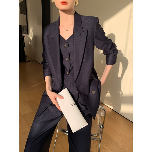 高級感西裝套裝女2025新款秋冬季氣質高級休閒職業西服馬甲三件套 高級感西裝套裝女2025新款秋冬季氣質高級休閒職業西服馬甲三件套