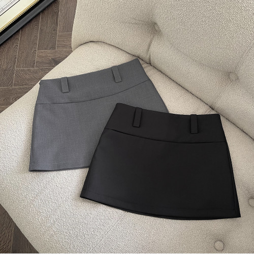 FASC自製 黑色半身裙女秋百搭西裝裙a字裙褲包臀裙灰色短裙小個子