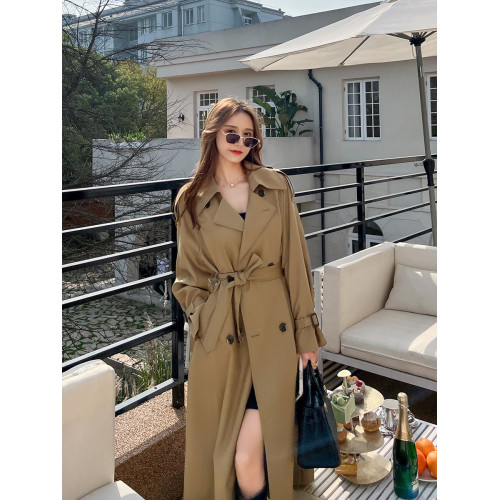 黑色風衣外套女2025新款春秋小個子英倫風中長款韓系顯瘦氣質大衣 黑色風衣外套女2025新款春秋小個子英倫風中長款韓系顯瘦氣質大衣