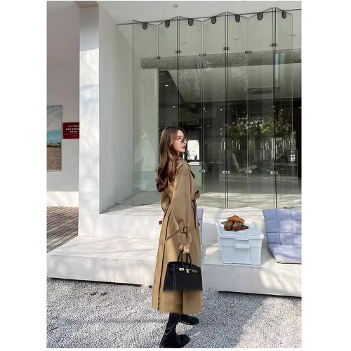 高個子黑色風衣外套女寬松大碼春秋加長款到腳踝韓系顯瘦氣質大衣 高個子黑色風衣外套女寬松大碼春秋加長款到腳踝韓系顯瘦氣質大衣