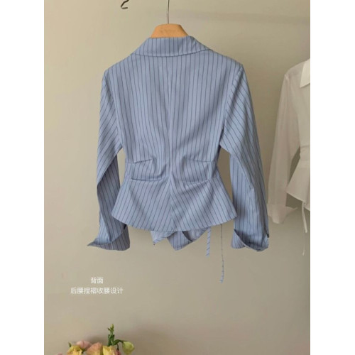 設計感不規則收腰顯瘦條紋長袖襯衫女2025新款春季氣質翻領襯衣潮 設計感不規則收腰顯瘦條紋長袖襯衫女2025新款春季氣質翻領襯衣潮