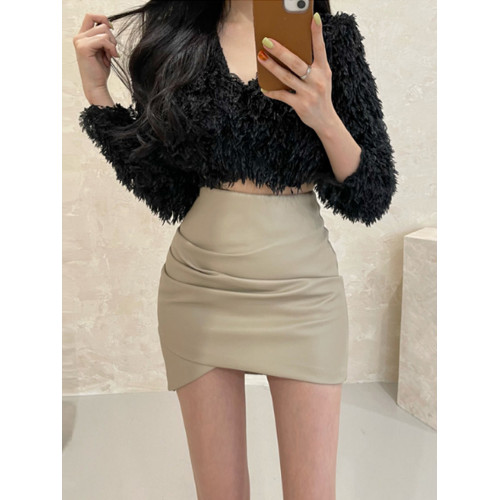 黑色褶皺小皮裙秋季半身裙2025韓版高腰緊身pu皮包臀性感一步裙冬 黑色褶皺小皮裙秋季半身裙2025韓版高腰緊身pu皮包臀性感一步裙冬