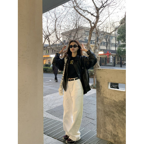 2025新款春秋拉鍊超火pu皮衣外套女短款寬松酷颯風美式復古機車服 2025新款春秋拉鍊超火pu皮衣外套女短款寬松酷颯風美式復古機車服