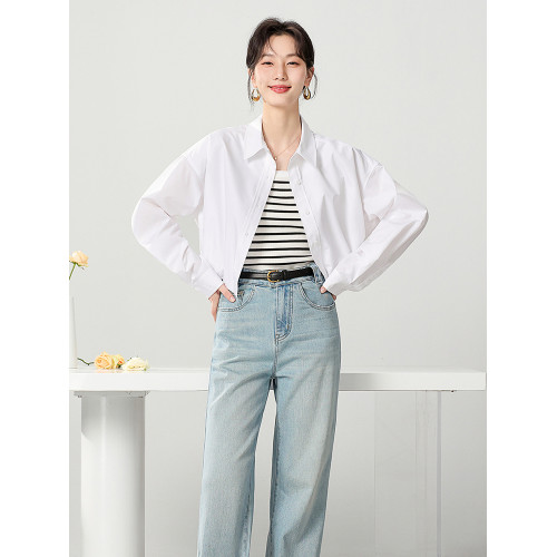 日單防皺免燙通勤休閒短款襯衣2025新款女春秋設計感長袖襯衫上衣