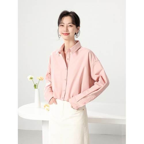 日單防皺免燙通勤休閒短款襯衣2025新款女春秋設計感長袖襯衫上衣