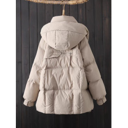 2025秋冬新款韓版寬松連帽羽絨服女中長款洋氣百搭保暖白鴨絨外套