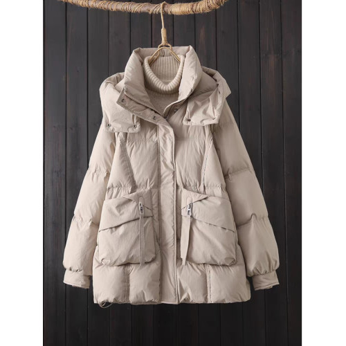 2025秋冬新款韓版寬松連帽羽絨服女中長款洋氣百搭保暖白鴨絨外套 2025秋冬新款韓版寬松連帽羽絨服女中長款洋氣百搭保暖白鴨絨外套