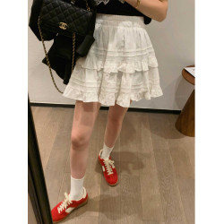 白色蛋糕裙半身裙女夏季新款大碼胖mm松緊腰高腰顯瘦A字裙短裙子