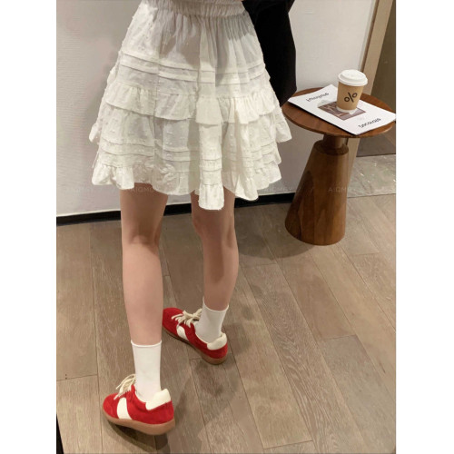 白色蛋糕裙半身裙女夏季新款大碼胖mm松緊腰高腰顯瘦A字裙短裙子 白色蛋糕裙半身裙女夏季新款大碼胖mm松緊腰高腰顯瘦A字裙短裙子