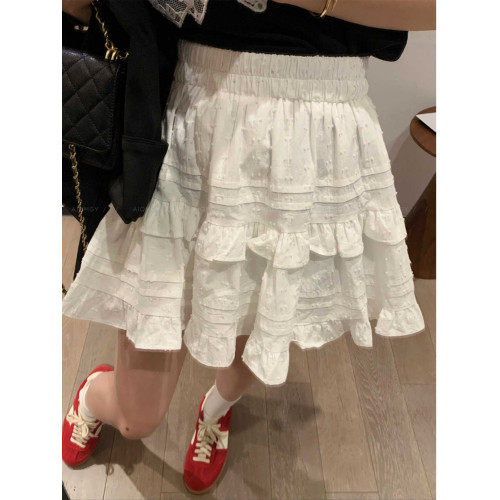 白色蛋糕裙半身裙女夏季新款大碼胖mm松緊腰高腰顯瘦A字裙短裙子 白色蛋糕裙半身裙女夏季新款大碼胖mm松緊腰高腰顯瘦A字裙短裙子