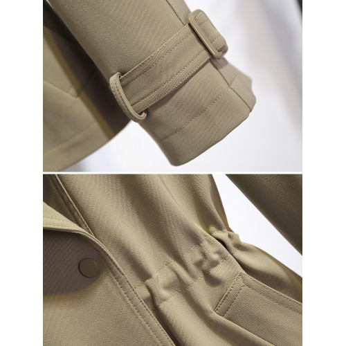 英倫風短款風衣外套女小個子2025新款春秋季高級感卡其色抽繩收腰