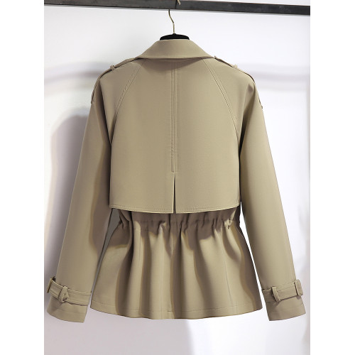 英倫風短款風衣外套女小個子2025新款春秋季高級感卡其色抽繩收腰