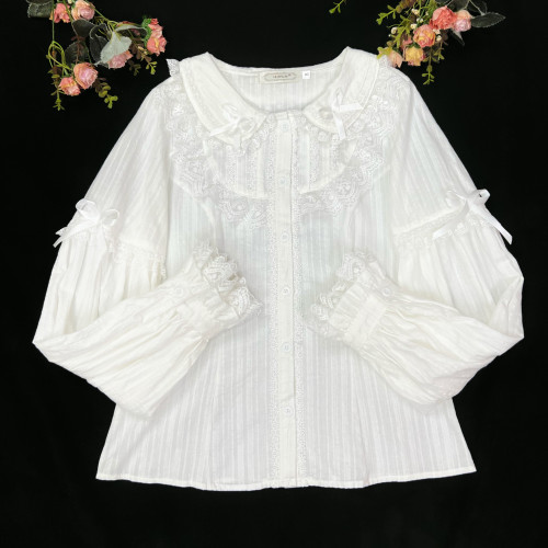 原創lolita洋裝【夏萌兜】秋冬加絨內搭娃娃領長袖棉襯衫洛麗塔