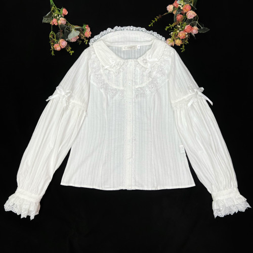 原創lolita洋裝【夏萌兜】秋冬加絨內搭娃娃領長袖棉襯衫洛麗塔