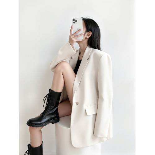 高米締小西裝外套女秋2025新款休閒高級感小個子獨特漂亮米白西服 高米締小西裝外套女秋2025新款休閒高級感小個子獨特漂亮米白西服