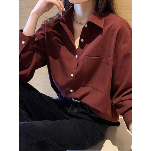 粉色韓版磨毛襯衫女早秋2025年新款法式上衣內搭曡穿打底襯衣外套