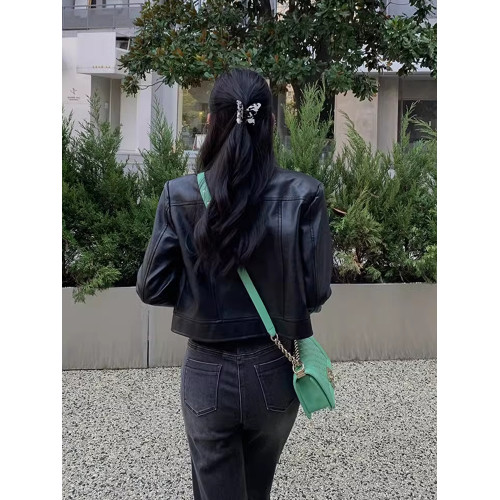 棕色短款pu皮衣外套女夾克2025新款港風爆款美拉德穿搭機車小個子 棕色短款pu皮衣外套女夾克2025新款港風爆款美拉德穿搭機車小個子