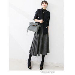 毛呢百褶裙半身裙女中長款2025秋冬新款高腰顯瘦垂感加厚a字長裙