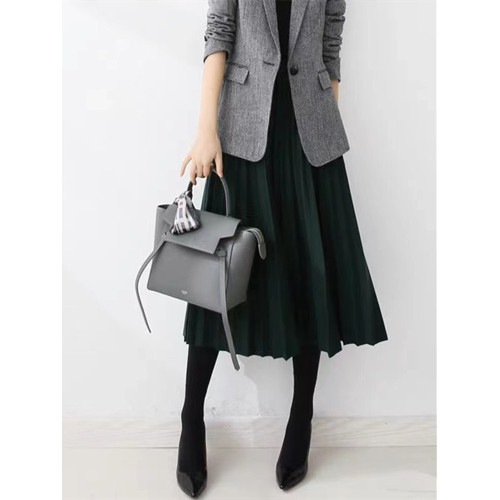 毛呢百褶裙半身裙女中長款2025秋冬新款高腰顯瘦垂感加厚a字長裙 毛呢百褶裙半身裙女中長款2025秋冬新款高腰顯瘦垂感加厚a字長裙