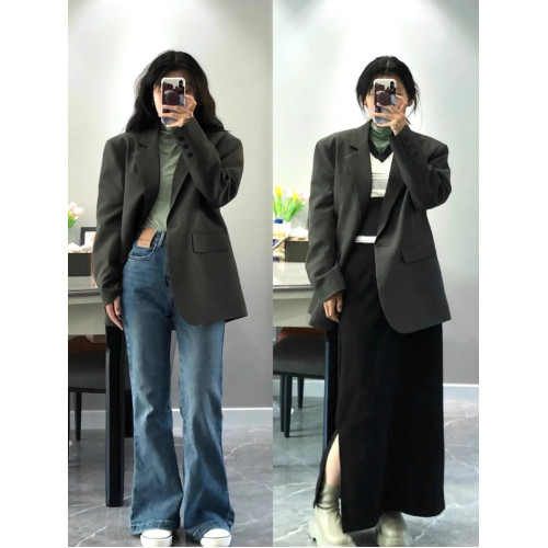 灰色高級感小西裝女2025春秋新款炸街設計感寬松休閒氣質西服外套 灰色高級感小西裝女2025春秋新款炸街設計感寬松休閒氣質西服外套