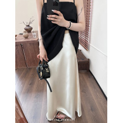 林初一 高級感超好看醋酸緞面半身長裙女夏氣質垂墜顯瘦a字魚尾裙