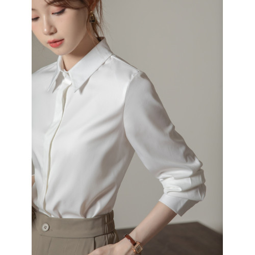 白色抗皺襯衫女長袖春秋職業正裝商務職場教資面試套裝女西裝褲