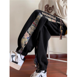 2025新款運動褲子女生大碼寬松束腳初中高中學生秋冬加絨休閒衛褲