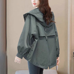 時尚寬松中長款流行外套女2025春秋新款洋氣大碼秋裝休閒氣質風衣