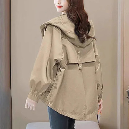 時尚寬松中長款流行外套女2025春秋新款洋氣大碼秋裝休閒氣質風衣 時尚寬松中長款流行外套女2025春秋新款洋氣大碼秋裝休閒氣質風衣