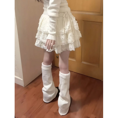 辣妹純欲蕾絲邊蛋糕裙女秋季甜美高腰設計感小個子奶油蓬蓬半身裙